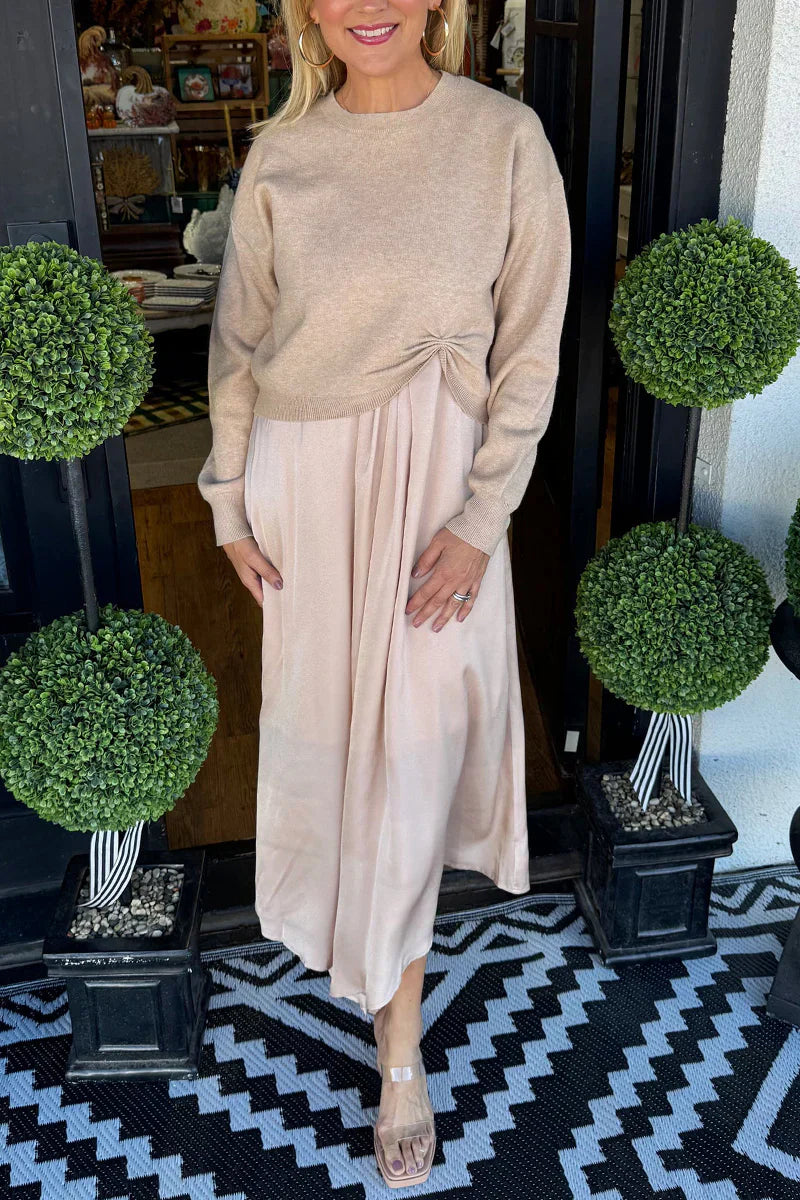 ELARA PARIS™ | Robe Pull Élégance – Effet Deux-Pièces