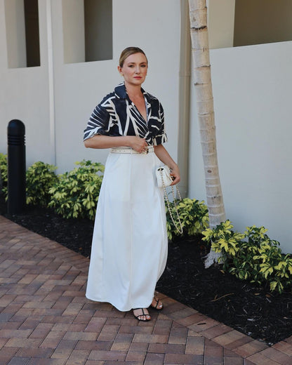 ELARA PARIS™ | Jupe Midi Drapée – Élégance Fluide & Confort Moderne