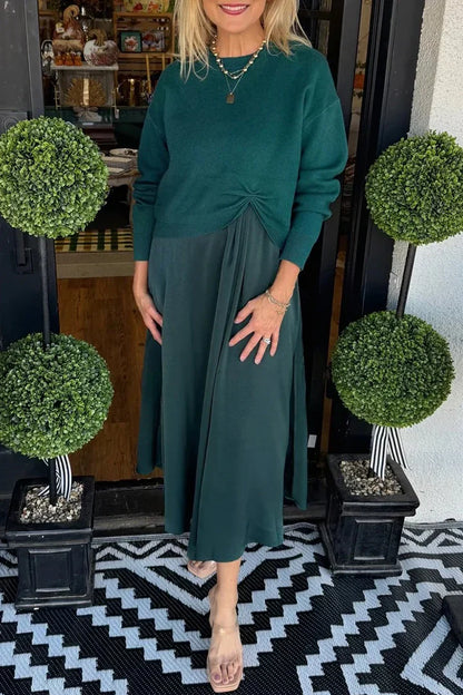 ELARA PARIS™ | Robe Pull Élégance – Effet Deux-Pièces