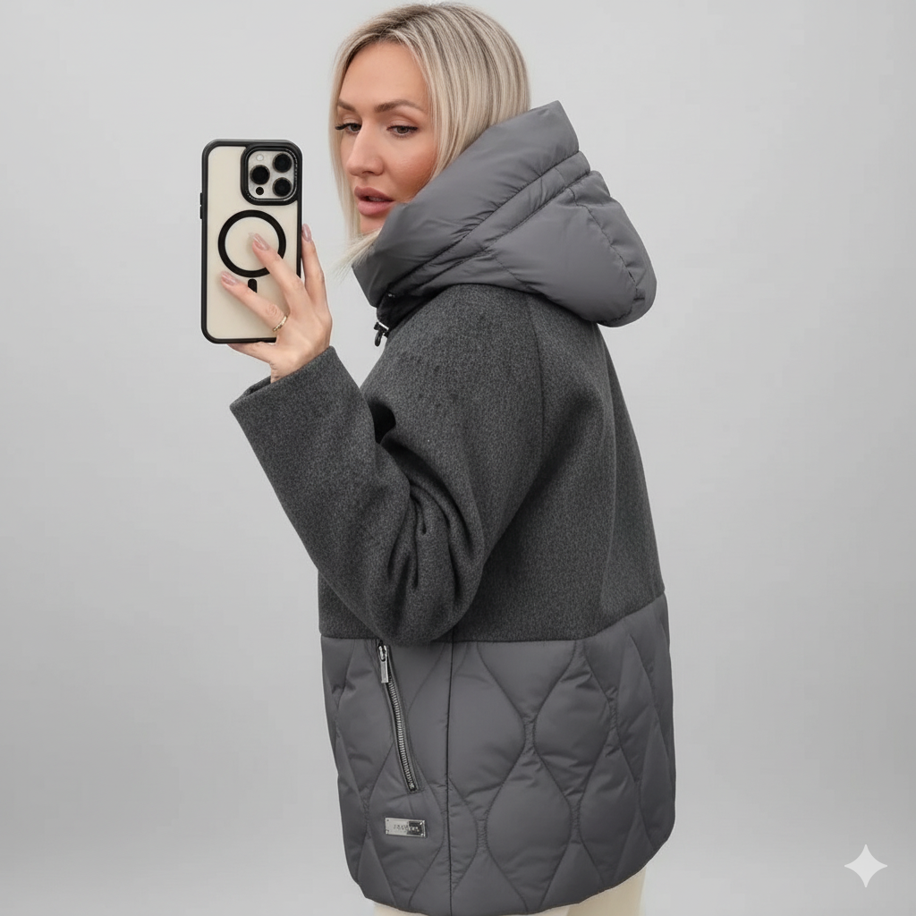 ELARA PARIS™ | Manteau Emy – Élégance Bicolore & Chaleur Moderne