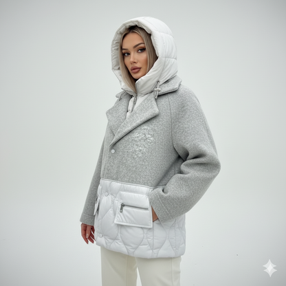 ELARA PARIS™ | Manteau Emy – Élégance Bicolore & Chaleur Moderne