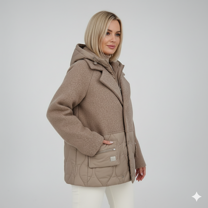 ELARA PARIS™ | Manteau Emy – Élégance Bicolore & Chaleur Moderne