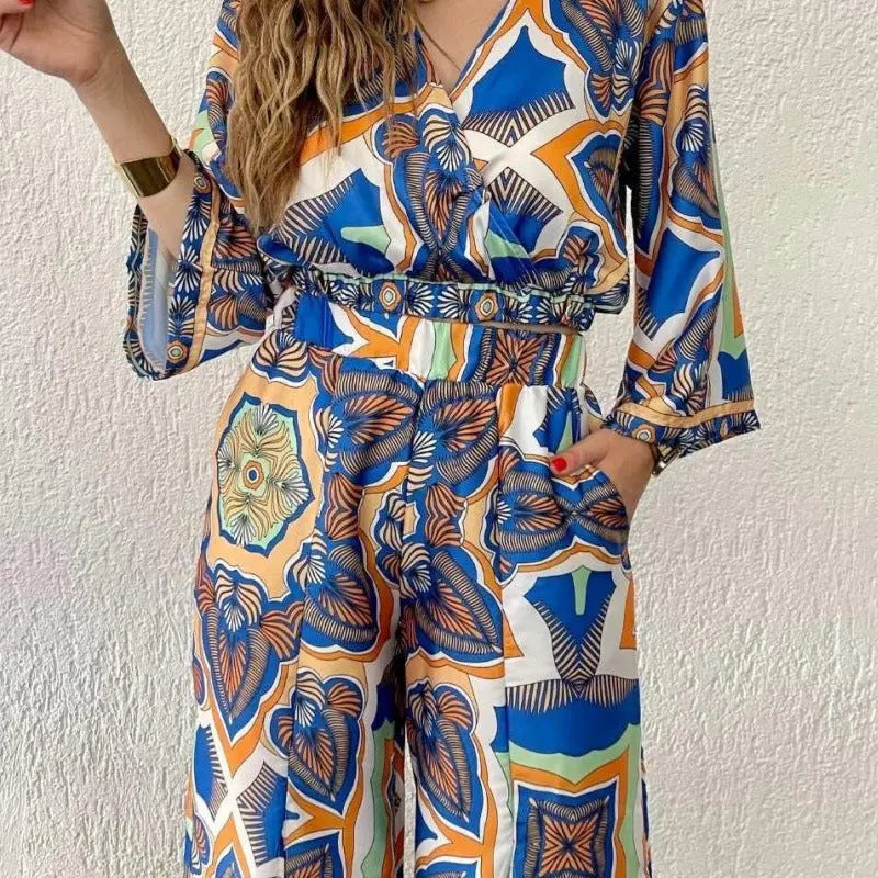 ELARA PARIS™ | Ensemble Palazzo Bohème – Teintes Azur & Charme Oriental