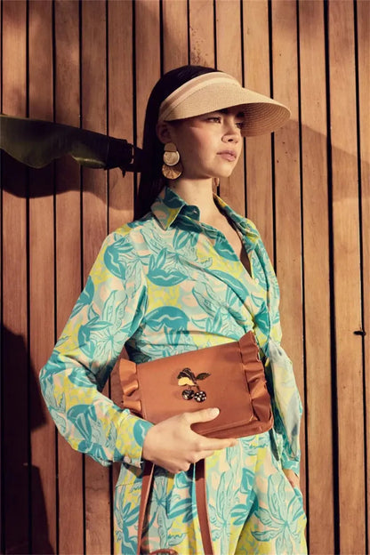 ELARA PARIS™ | Ensemble Tropical à Feuillage – Énergie Jaune Vibrant & Bleu Aqua