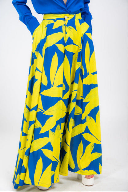 ELARA PARIS™ | Ensemble Tropical Électrique – Contraste Bleu Audacieux & Jaune Vibrant