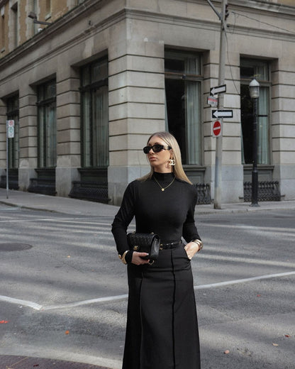 ELARA PARIS™ | Jupe Midi Drapée – Élégance Fluide & Confort Moderne